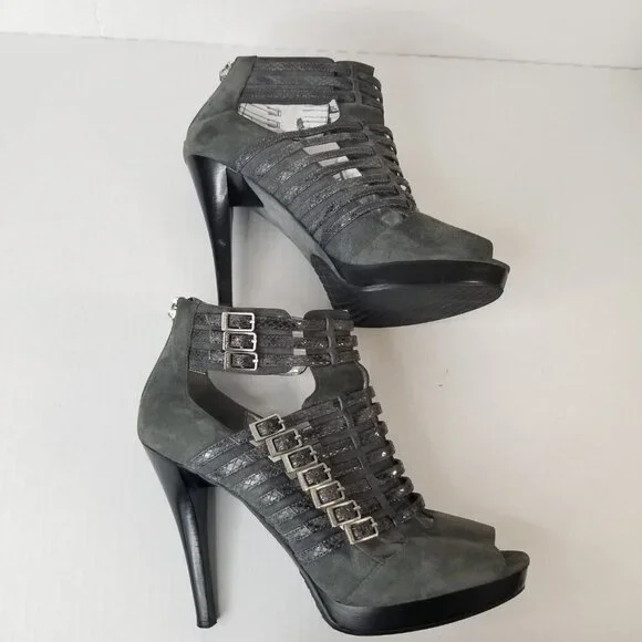 Calvin Klein Danica Platform Stiletto Heels Pumps Grey Suede Date Night Sz 9.5 - Picture 9 of 16